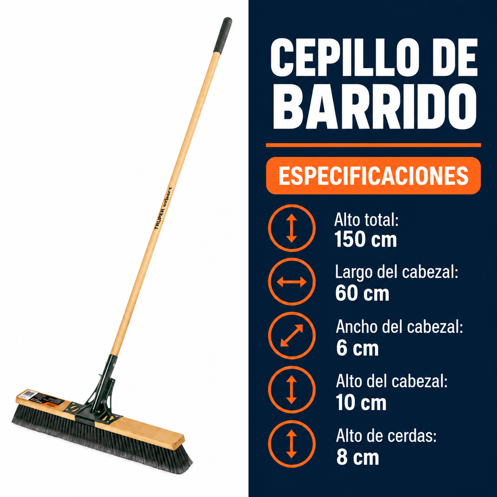 Cepillo de barrido de 60 cm para limpiar el bache antes de aplicar la mezcla